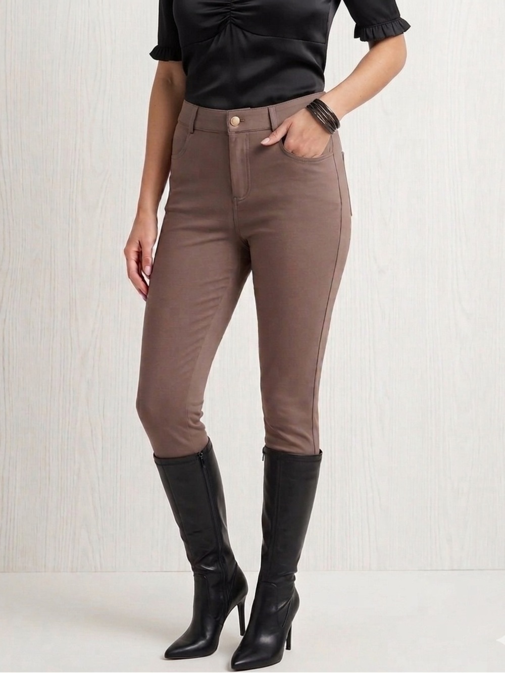 Truth Slim High-Rise Riding Leggings in Taupe 4